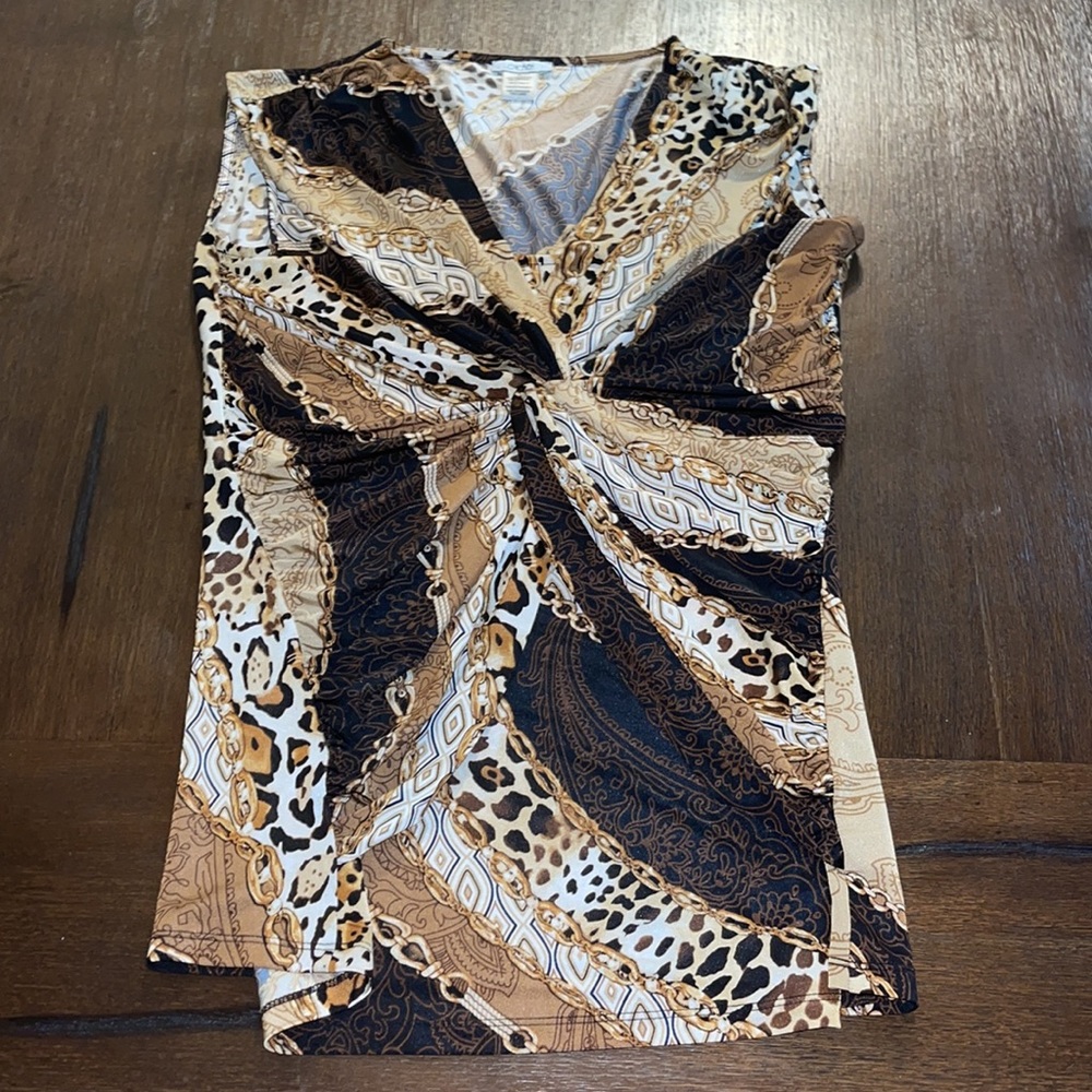 Cache Chain Animal Print Knot Front Top Size M - image 5